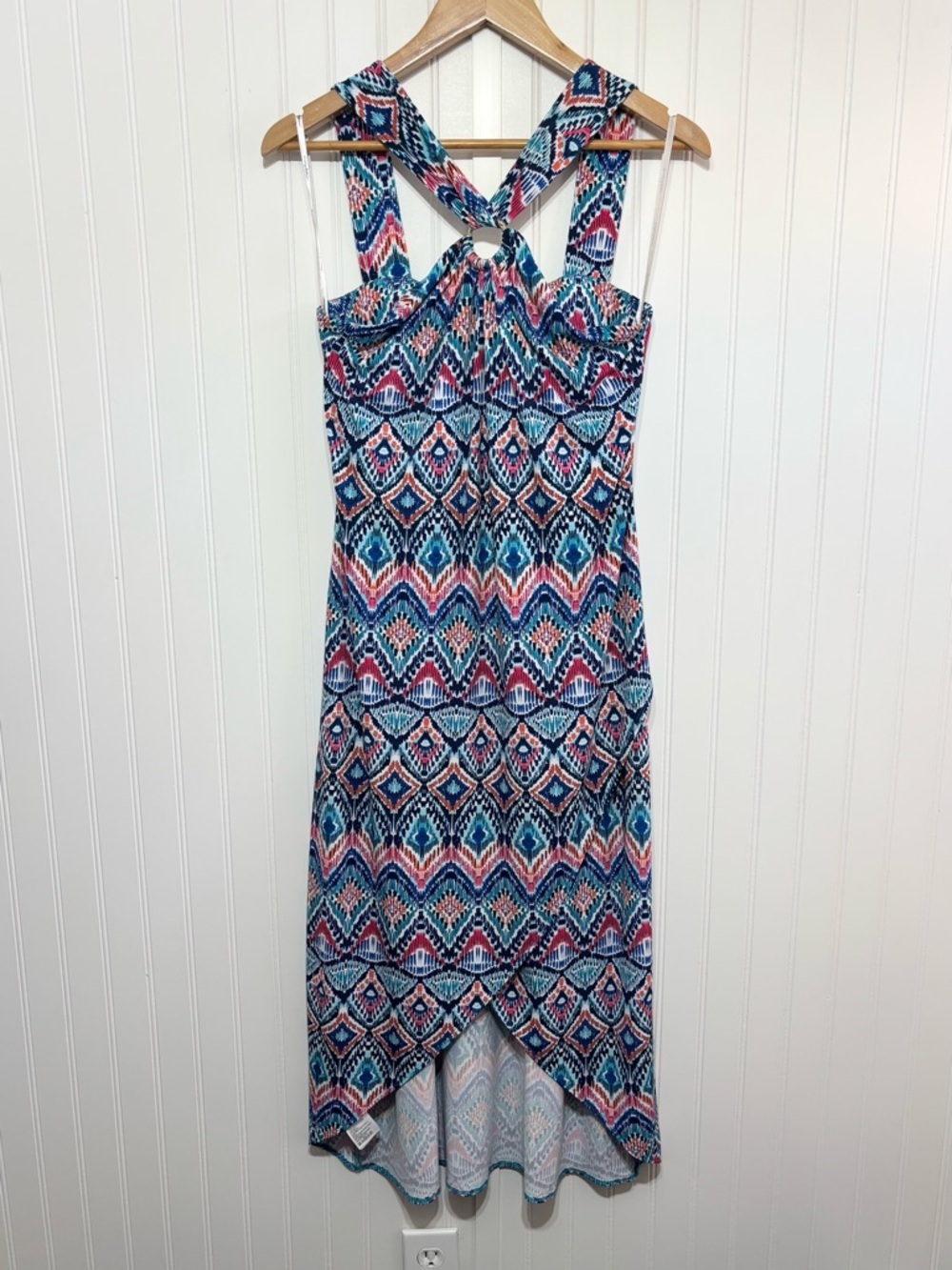 Tommy Bahama Prima Peacock Halter Sundress High Low Size S Coastal